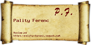 Pality Ferenc névjegykártya